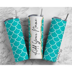 Mermaid Scales Add Your Own Name, 20oz Sublimation Tumbler Designs, Skinny Tumbler Wraps Template - 349 PATTERN