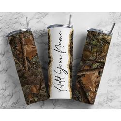 Camo Man Hunting Add Your Own Text Name Monogram Sublimation Tumbler Designs Floral - 20oz Skinny Tumbler Wraps Template