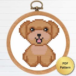 Cute Tiny Poodle Puppy Dog Cross Stitch Pattern. Super Easy Small Cross Stitch for Beginners