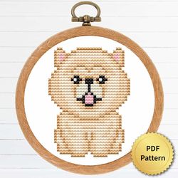 Cute Tiny Chow Chow Puppy Dog Cross Stitch Pattern. Super Easy Small Cross Stitch for Beginners