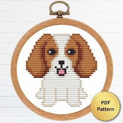 Cute Tiny Cavalier King Charles Spaniel Puppy Dog Cross Stitch Pattern. Super Easy Small Cross Stitch for Beginners