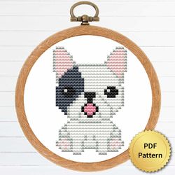 Cute Tiny French Bulldog Puppy Dog Cross Stitch Pattern. Super Easy Small Cross Stitch for Beginners