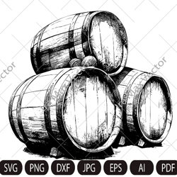 Barrels Svg, Wooden Barrel svg,  Wine Barrels Svg, Barrels vintage, Barrels retro, Barrel Dxf, Barrel Png, Barrel Clipar