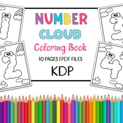 Number Cloud Coloring Book and Page