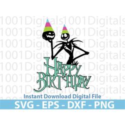 Jack Skellington Happy Birthday Svg, Clipart, Png Cut File Cricut , Sticker, Svg Eps Dxf Png Digital File