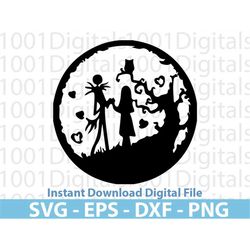 Jack Skellington Couple Silhouette Svg, Clipart, Png Cut File Cricut , Sticker, Svg Eps Dxf Png Digital File