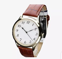Brown leather luxury watch for unisex