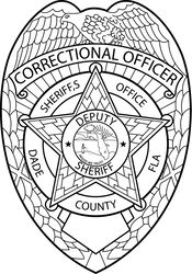 Dade County Correctional officer sheriff badge vector file Black white vector outline or line art file