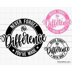 Never forget the difference you've made SVG, Teacher appreciation SVG, Retirement Gifts Svg, coworker svg - Printable, C