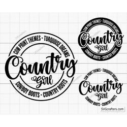 Country girl Cow Print Themes Turquoise Dreams svg, Country svg, Cowgirl svg, Southern girl svg, Small town girl svg, Co