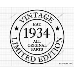 89th Birthday Svg Png, 89th svg, 89 and Fabulous svg, 89th Anniversary svg, 89 Birthday gift, Vintage 1934 svg, my 89th
