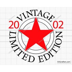20th Birthday Svg Png, 20th svg, Aged to perfection svg, 20 and Fabulous svg, Vintage 2002 svg - Printable, Cricut & Sil