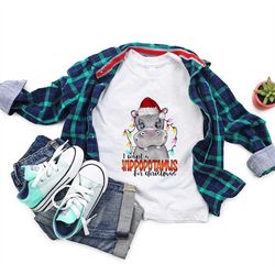 Hippopotamus Christmas Kid's Shirt, Hippopotamus Sweatshirt, Christmas Hippopotamus T-Shirt, Christmas Gift, Funny Chris