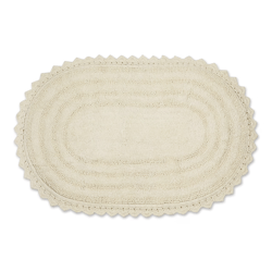 Contemporary Home Living 21" x 21" Off White Oval Home Accessories Large Crochet Reversible Bath Mat