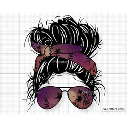 Messy Bun Hair png, Moom Mom Bun Hair Sunglasses Headband Mom Life, png jpg files for cricut, Png Jpg file