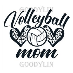 Volleyball Mom Heart Svg, Mothers Day Svg, Leopard Heart Svg