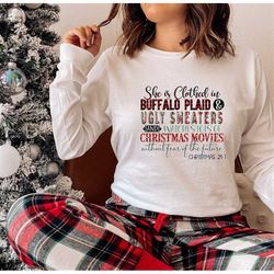Christmas Quotes Sweatshirt, Christmas Quotes Shirt, Christmas Santa Buffalo Plaid Ugly Sweater, Womens Christmas Shirt,