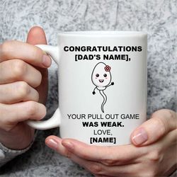 Personalized Father's Day Mug, Funny 'Pull Out Game' Joke, Custom Gift for Dad, Unique Father's Day Present, Dad Humor C
