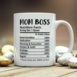 Mom Boss Mug, Mom Boss Gift, Mom Boss Nutritional Facts Mug,  Best Mom Boss Ever Gift, Funny Mom Boss Gift, Best Mom Bos