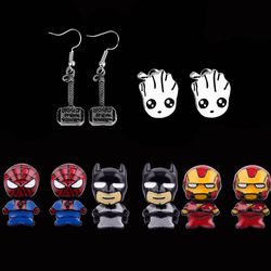 Marvel Movie Avengers Earrings Super Heroes Spider-Man Deadpool Iron Man Thor Alloy Stud Earrings