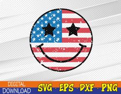 American Flag Smiley svg, 4th of July svg, Retro Smiley svg, Patriotic svg, American Smiley, USA Flag Svg, Eps, Png, Dxf