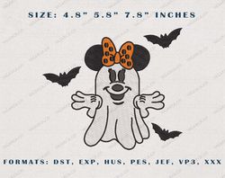 Spooky Cartoon Mouse Embroidery Design, Happy Halloween Embroidery Design, Fall Season Ghost Embroidery File, Creepy Ske