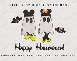 Halloween Cartoon Mouse Embroidery Design, Happy Halloween Embroidery Design, Creepy Bats Embroidery File, Cute Ghost Em