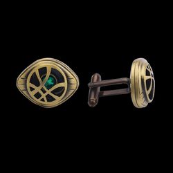 Marvel Doctor Strange Gold Color Cufflinks Eye Of Agamotto Men's French Shirt Alloy Cufflinks Accessories