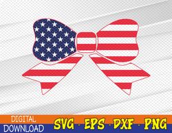 Flag Bow 4th of July, Stars and Stripes Baby Svg, Eps, Png, Dxf, Digital Download