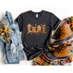 Cute Fall Coffee Shirt, Inspired Pumpkin Latte TShirt,Pumpkin Spice Autumn Tee,Fall Pumpkin Coffee Shirt,Fall Pumpkin T-