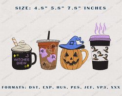 Pumpkin Coffee Latte Embroidery, Pumpkin Spice Embroidery, Halloween Pumpkin Latte Drink Cup, Fall Embroidery, Halloween