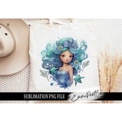 Cute Mermaid Sublimation Design PNG - Tshirt Mugs Tumbler Sublimation - PNG - EmmePrintco