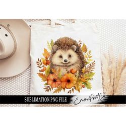 Cute Hedgehog Sublimation Design PNG - Fall Tshirt Mugs Tumbler Sublimation - PNG - EmmePrintco