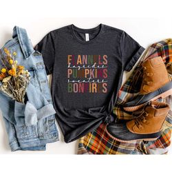 Flannels Hayrides Pumpkins Sweaters Bonfires Tee, Cute Fall Shirt, Thanksgiving Shirt, Thanksgiving Tee, Pumpkin Spice S