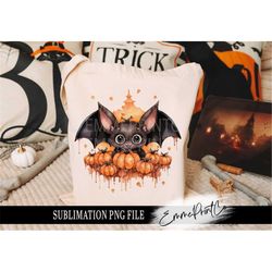 Halloween Sublimation Design PNG - Bat Pumpkin Tshirt Mugs Tumbler Sublimation - PNG - EmmePrintco