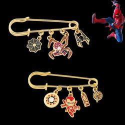 Avengers Iron Man Spiderman Lapel Pin Disney Superhero Pendant Pin Safety Pin Enamel Badge Cute Jewelry Accessories