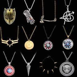 Black Panther Captain Marvel Sign Necklace Marvel Marvel Avengers Boys Alloy Pendant Necklace Creative