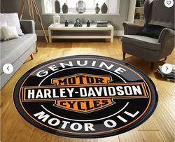Harley Davidson Motorcycle Round Rug