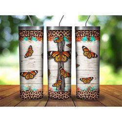 Western Butterfly Cross Tumbler,20oz Skinny Tumbler Sublimation Designs,Butterfly Png,Butterfly Cross Png,Animals Tumble