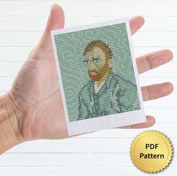 Van Gogh Self-portrait Cross Stitch Pattern Vincent Van Gogh Cross Stitch Chart. Art Drawing Masterpiece, Small Tiny