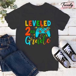 Boys 2nd Grade Shirt, Back to School Gift, Kids Second Grade Shirt, First Day of School Student Gift Shirt, Leveled Up t