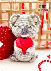 ANIMAL PATTERNS Crochet Valentines Koala Amigurumi PDF Pattern