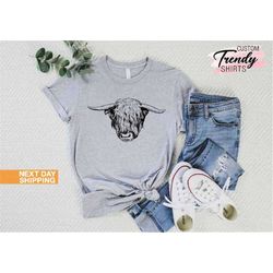 Highland Cow Shirt, Western Girl Gifts, Farmer Shirt, Cow Farmer Gifts, Funny Cow Shirt, Cow Shirts for Women, Scottish