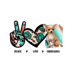 Peace Love Chihuahua Dog Turquoise Png