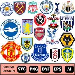 Premier League football Logo Collection- SVG EPS PNG. High Quality Files for cutting or printing.