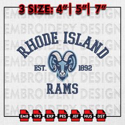 Rhode Island Rams Embroidery files, NCAA Embroidery Designs, NCAA Rhode Island Rams Machine Embroidery Pattern