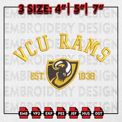 VCU Rams Embroidery files, NCAA Embroidery Designs, NCAA VCU Rams Machine Embroidery Pattern