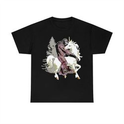 Bigfoot Horse Bigfoot Riding Unicorn T-Shirt
