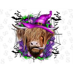 Halloween Highland Cow Witch Png Sublimation Design,Halloween Png,Halloween Highland Cow Witch ,Animals Png,Cow Animals