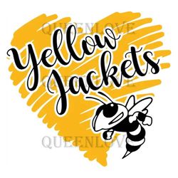 Yellow Jacket SVG, High School Mascot, School Spirit , Heart Yellow Jackets, Bee Clipart, Cricut Cut Files , Silhouette